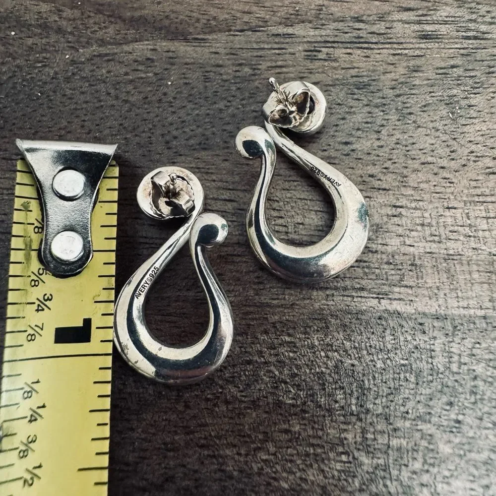 James Avery Retired Vintage Sterling Silver S Swirl Scroll Earrings